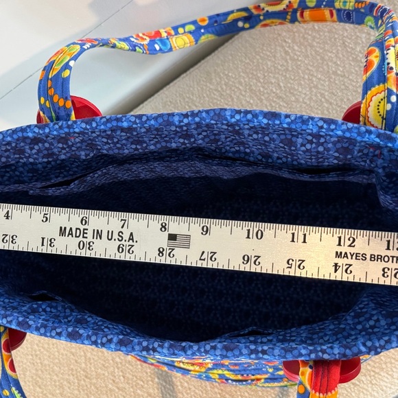 Handmade Coiled Rope Tote Bag - Bright Multicolored Fabric - Picture 7 of 9